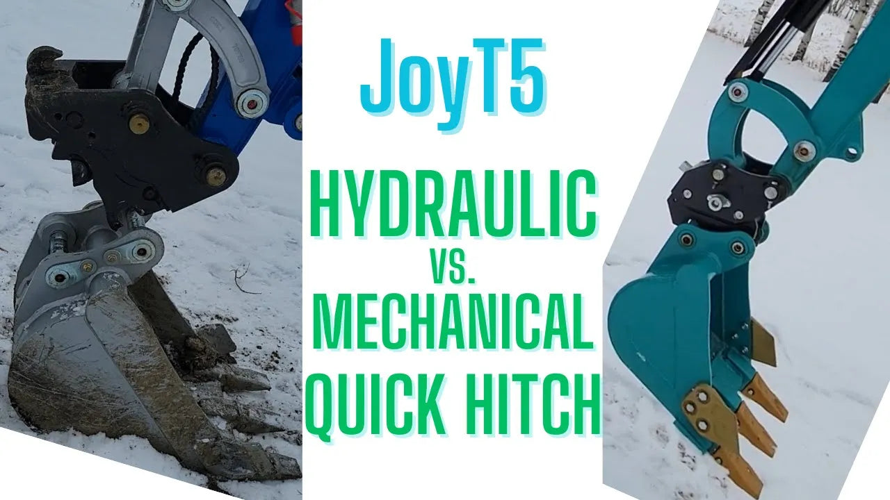 Demo of mechanical and hydraulic excavator quick hitch 