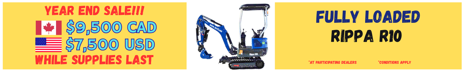 Rippa R10 Mini Excavator Year End Sale. Huge savings.