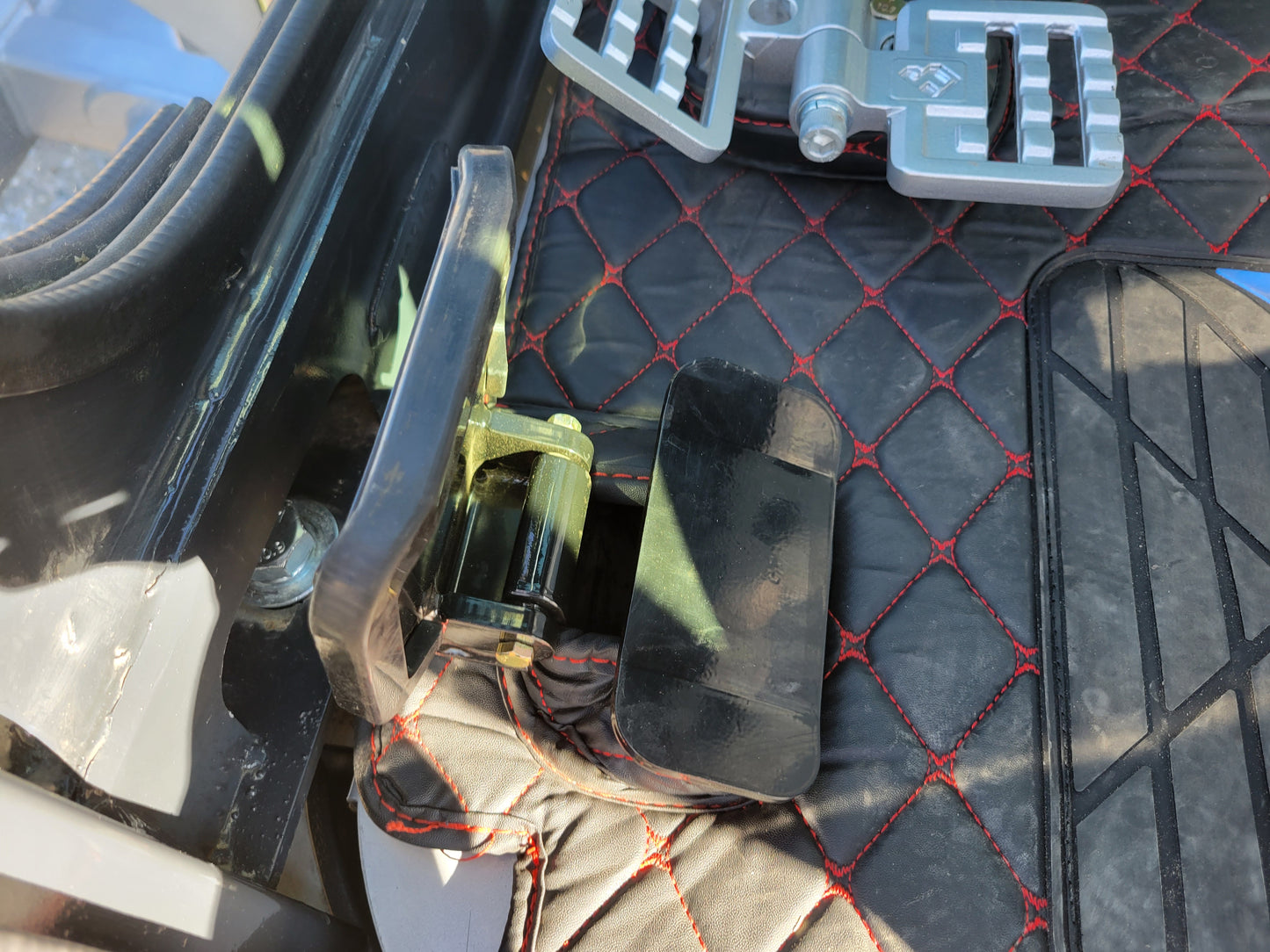 JT5350 3.5 ton mini excavator with Kubota engine close view of foot pedal and control mechanism inside operator cabin showing precision design for construction in Canada