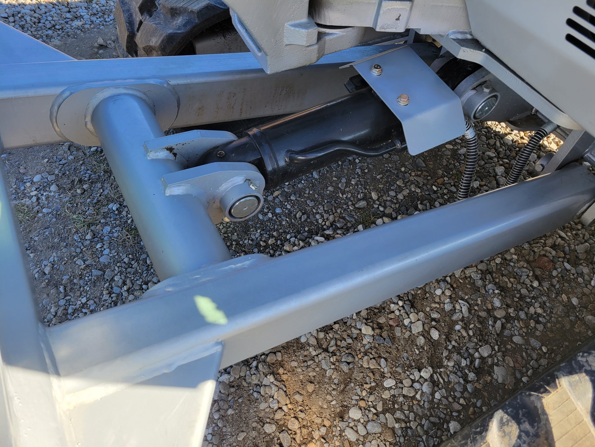 JT5350 3.5 ton mini excavator with Kubota engine close view of hydraulic cylinder and steel frame structure showing durability for construction projects in Canada