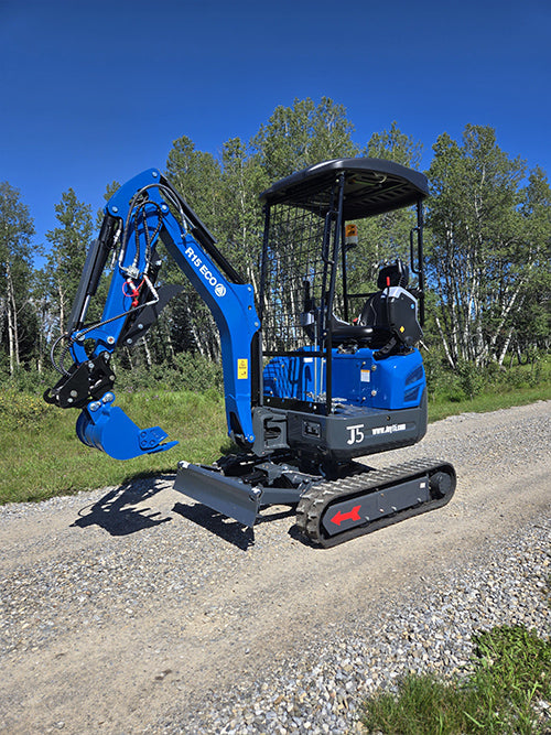 Mini excavator for sale Rippa R15 compact design with bucket down on gravel road