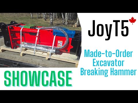 JoyT5 made‑to‑order excavator hydraulic breaker hammer – heavy‑duty demolition attachment for 1 to 80 ton excavators in Canada, ideal for rock breaking and construction work.
