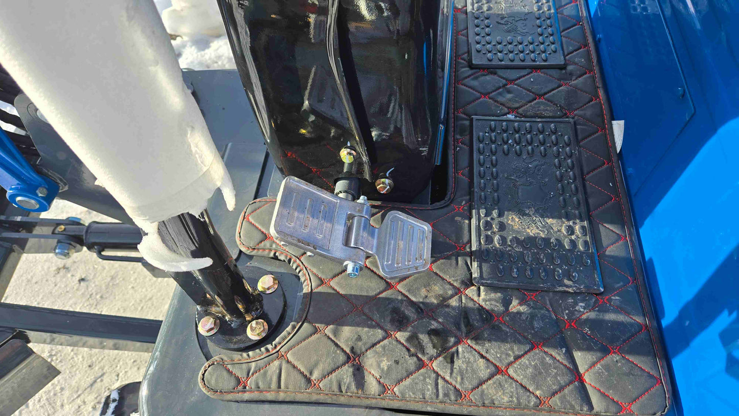 Rippa R10 Mini Excavator | Compact Excavator Canada - closeup view of operator foot pedal and anti-slip floor mat