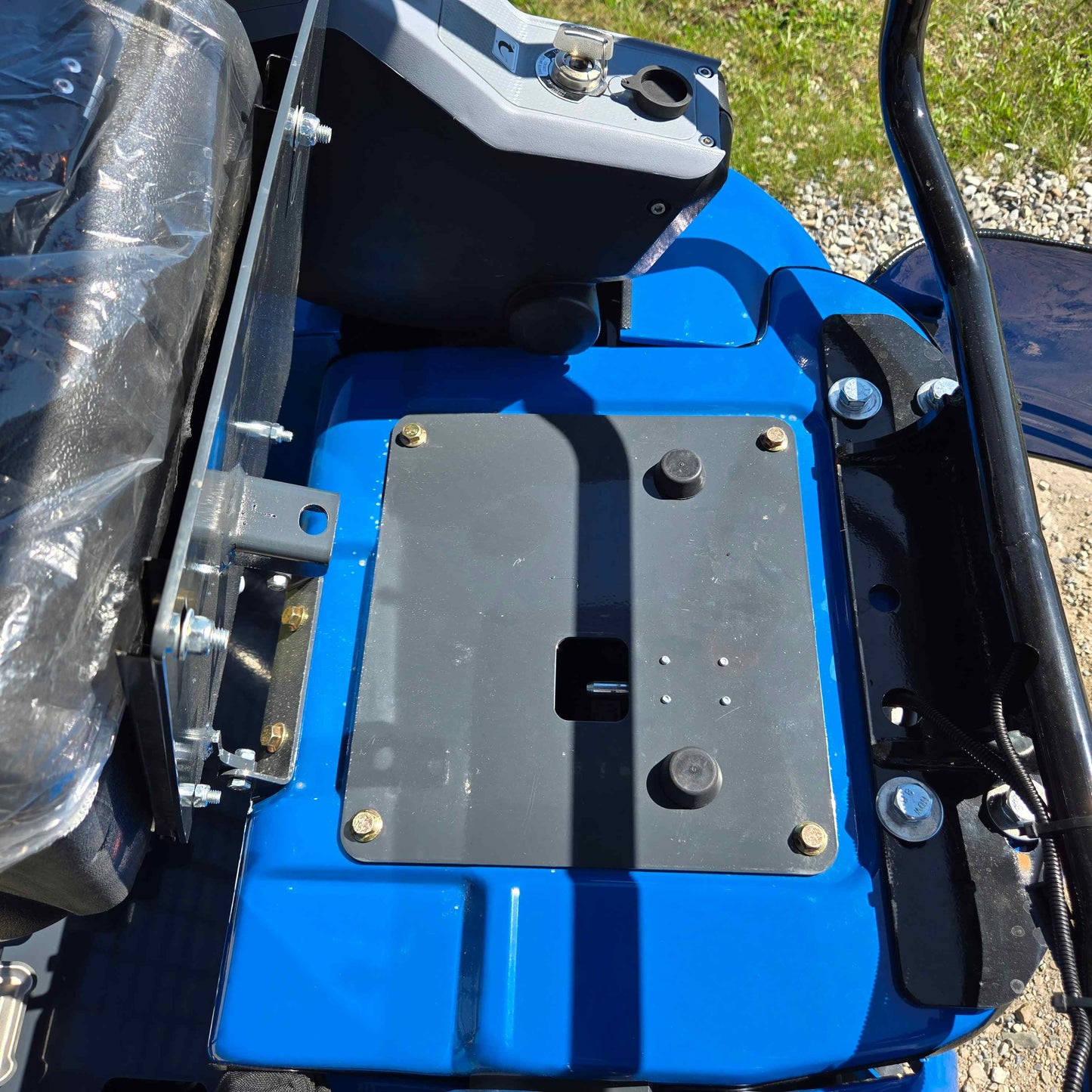 Seat mounting platform with bolt fittings on the Rippa R15 Mini Excavator.