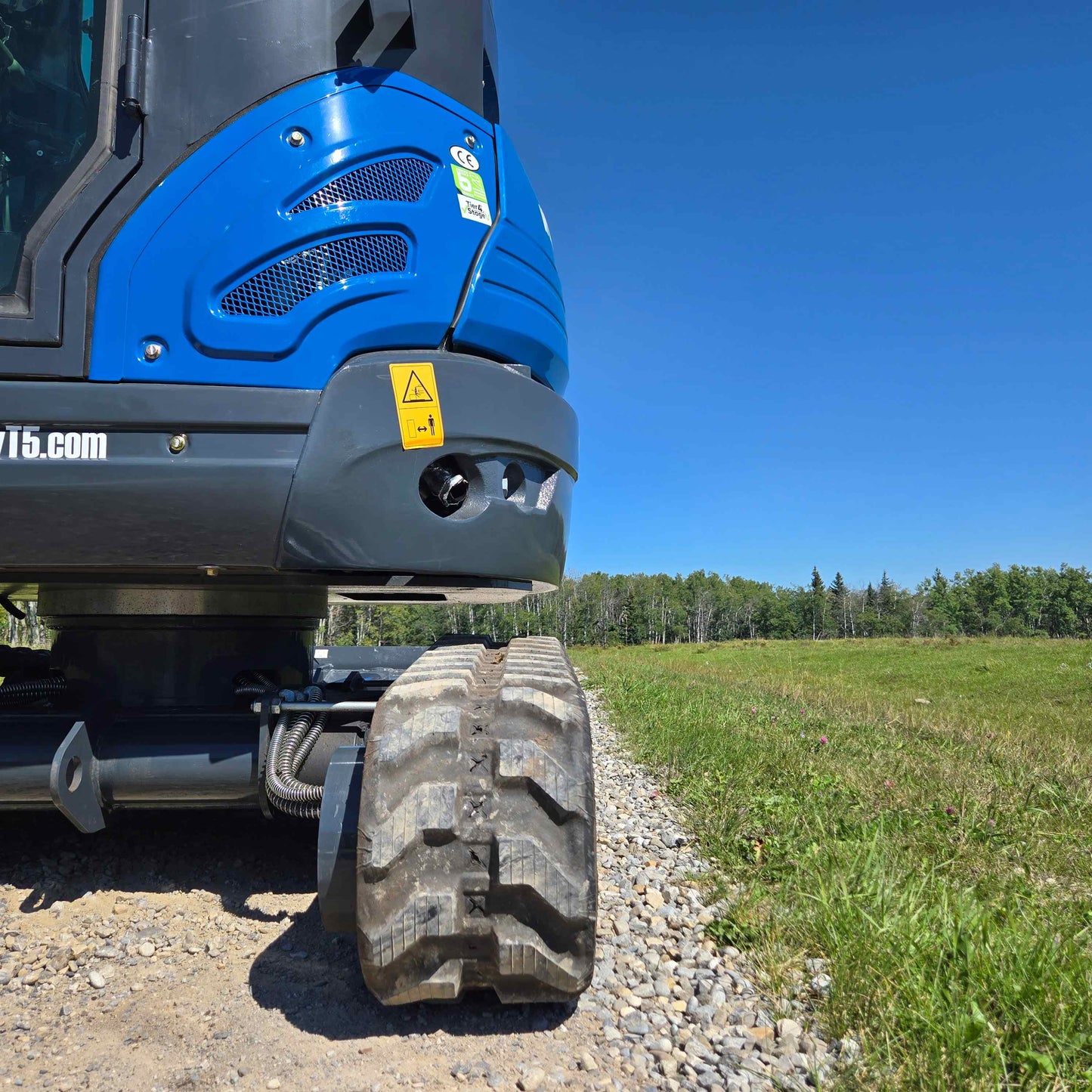 Close-up rear side view of the Rippa R22 Mini Excavator for sale showing track and ventilation panel.
