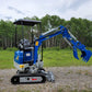 JoyT5 1.2-ton mini excavator for rent in Calgary, Alberta. Side profile of compact excavator JT5120 designed for landscaping, digging, and small construction projects in Canada.

