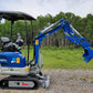 Side view of JoyT5 1.2 ton mini excavator for rent in Calgary, Alberta compact excavator JT5120 ideal for landscaping, digging, and small construction projects in Canada.

