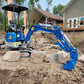 1.2 ton mini excavator for rent in Calgary by JoyT5 compact excavator JT5120 working on a landscaping and construction project in Alberta, Canada.

