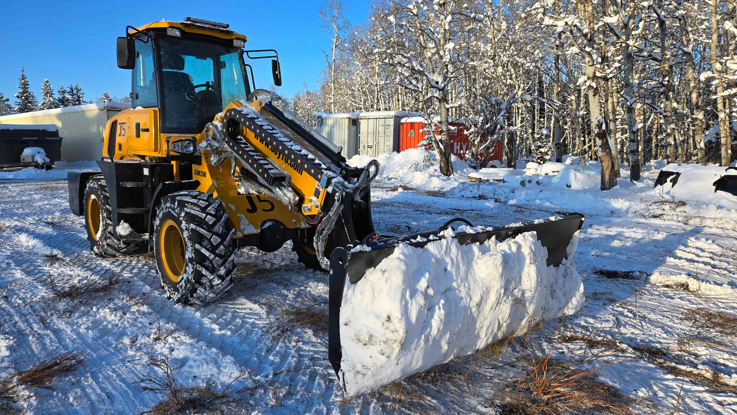 2.5 ton compact wheel loader using front attachment to remove snow in Canada suitable for construction agriculture and winter maintenance work