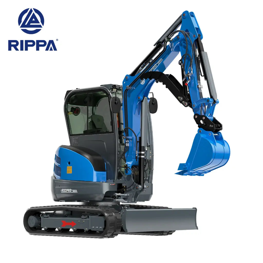 JoyT5 Rippa R32 mini excavator for sale Canada compact three ton Kubota engine excavator rear three quarter side view powerful digging machine designed for landscaping trenching and construction equipment projects in Canada