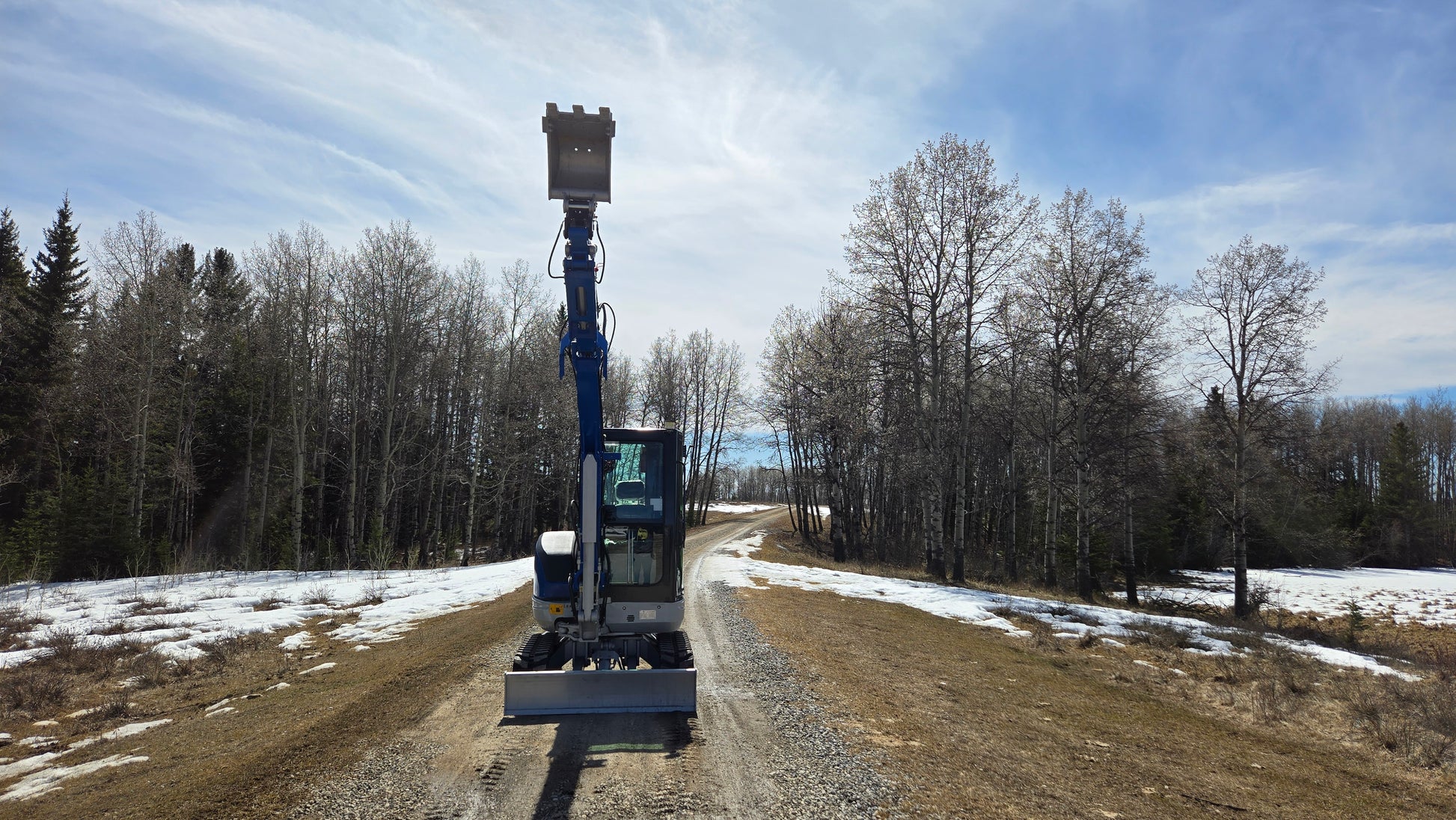 JT5350 3.5 ton mini excavator with Kubota engine front view on gravel road Canada compact excavator for construction site and heavy equipment work

