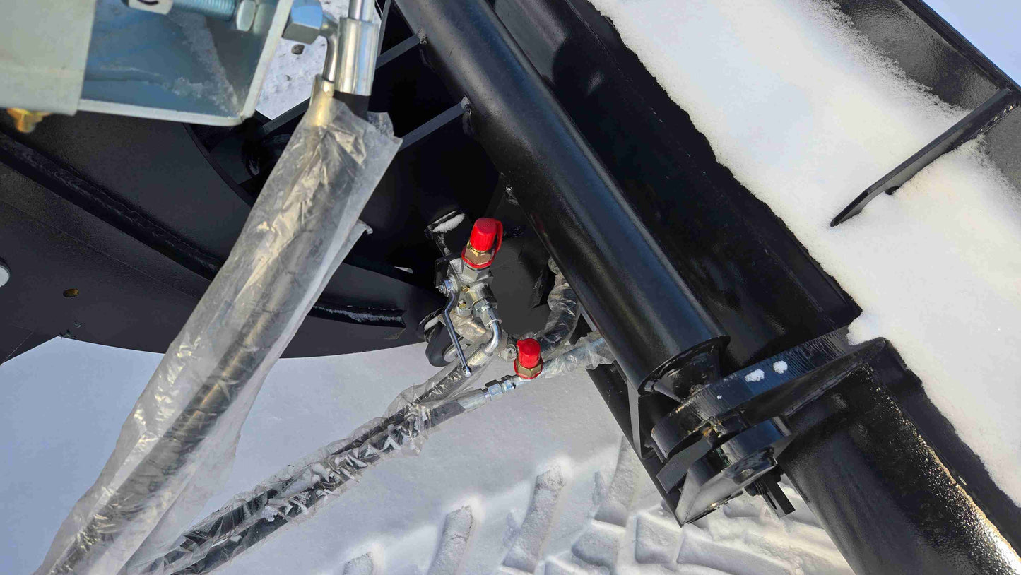 Compact Wheel Loader JT5WL1500 1.5 Ton for Sale in Canada close up of hydraulic hose connection showing durable fittings for snow removal and construction loader use