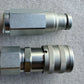 stainless steel hydraulic flat face coupler set with male and female 3 8 NPT connectors used for mini excavator and skid steer quick connect fittings in Canada

