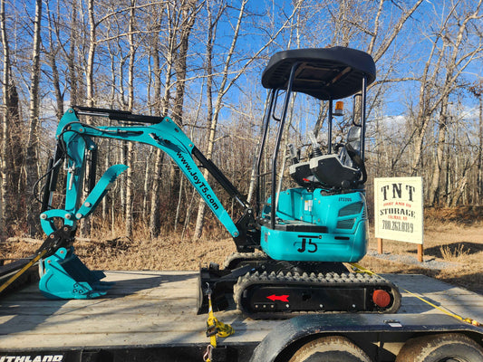 JoyT5 JT5200 2 Ton Mini Excavator Rental in Edmonton, Alberta, Canada - Available at TNT Boat & RV Storage with auger, tilt bucket, and breaker attachments