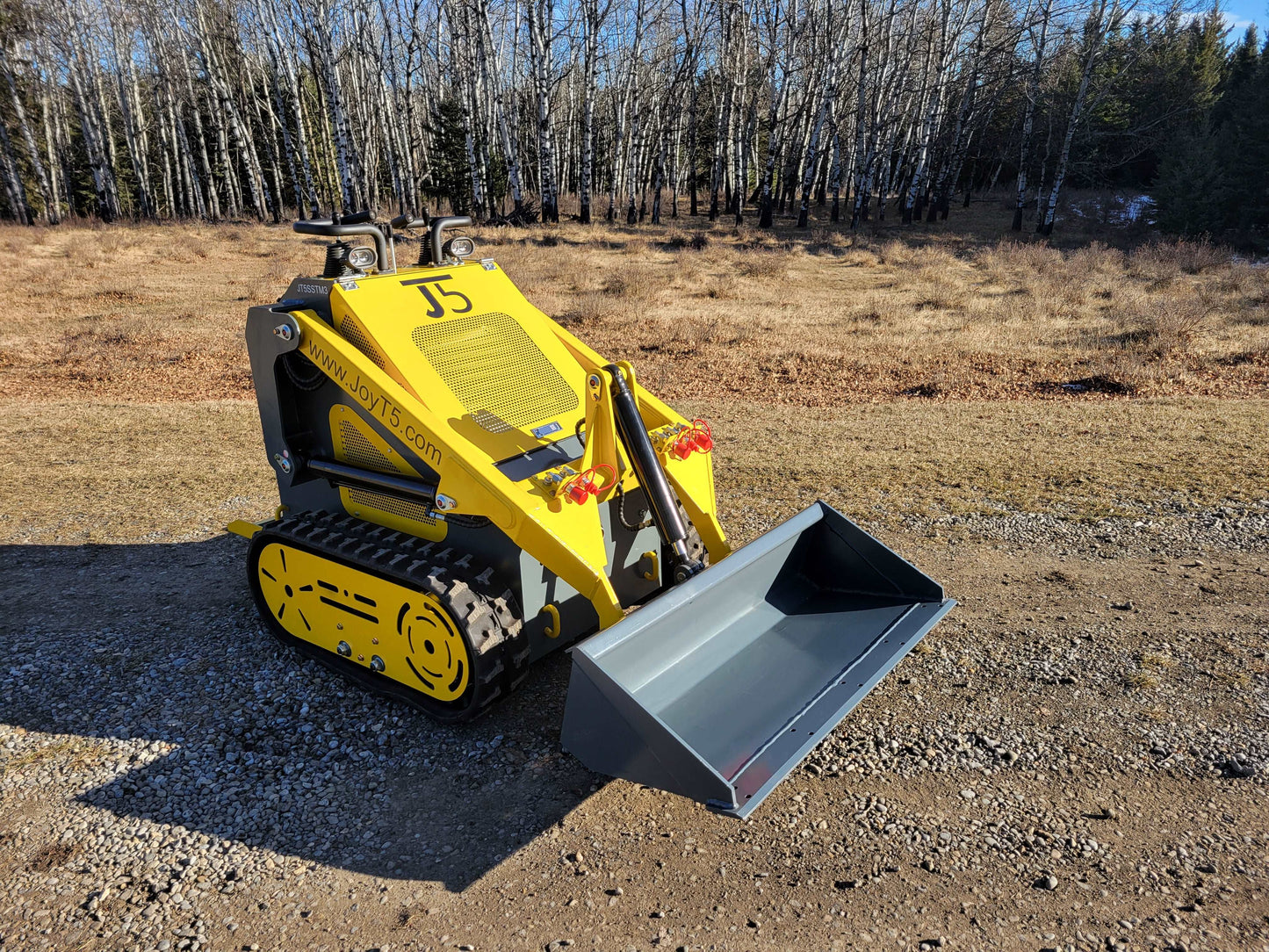 JoyT5 JT5SSTM3 mini stand-on skid steer with 220kg lifting capacity | compact tracked skid steer for landscaping and construction in Canada