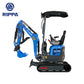 JoyT5 Rippa R13 mini excavator for sale Canada 1.3 ton compact digger side profile showing hydraulic boom bucket rubber tracks and blade ideal for landscaping construction backyard digging and tight job sites