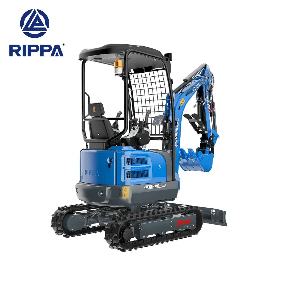 JoyT5 Rippa R18 mini excavator for sale in Canada compact 1.8 ton digging machine powered by Kubota D902 engine rear angled product image for landscaping trenching and construction equipment projects