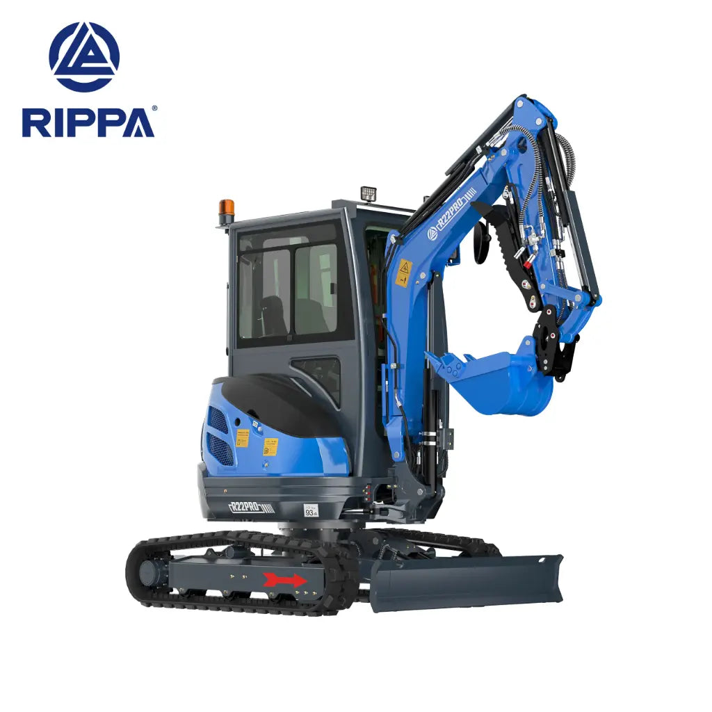 JoyT5 Rippa R22 mini excavator for sale Canada compact two ton Kubota engine excavator three quarter front view powerful digging machine used for landscaping trenching and construction equipment projects across Canada