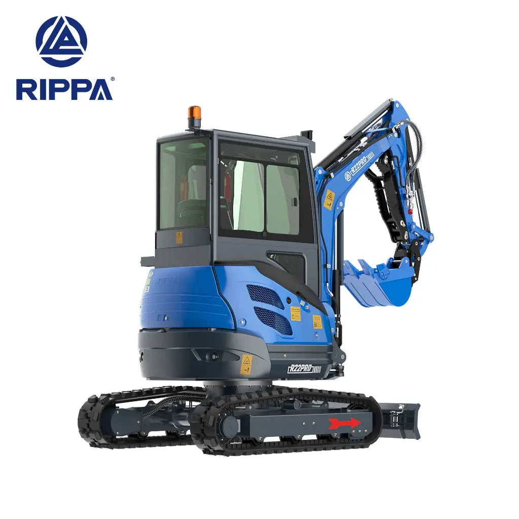 JoyT5 Rippa R22 mini excavator for sale Canada compact two ton Kubota engine excavator rear side view machine designed for landscaping trenching and construction equipment projects in Canada