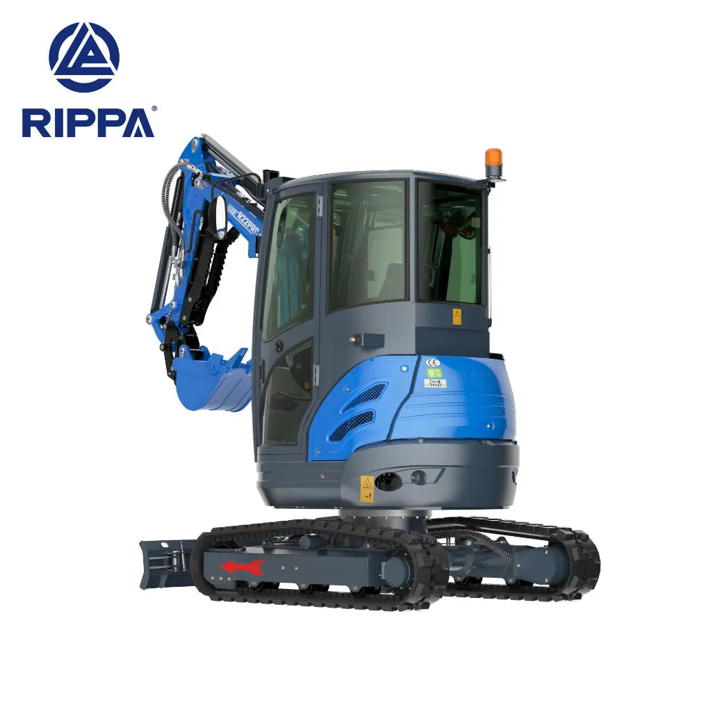 JoyT5 Rippa R22 mini excavator for sale Canada compact two ton Kubota engine digging machine rear cabin view compact excavator used for landscaping trenching and construction equipment work across Canada