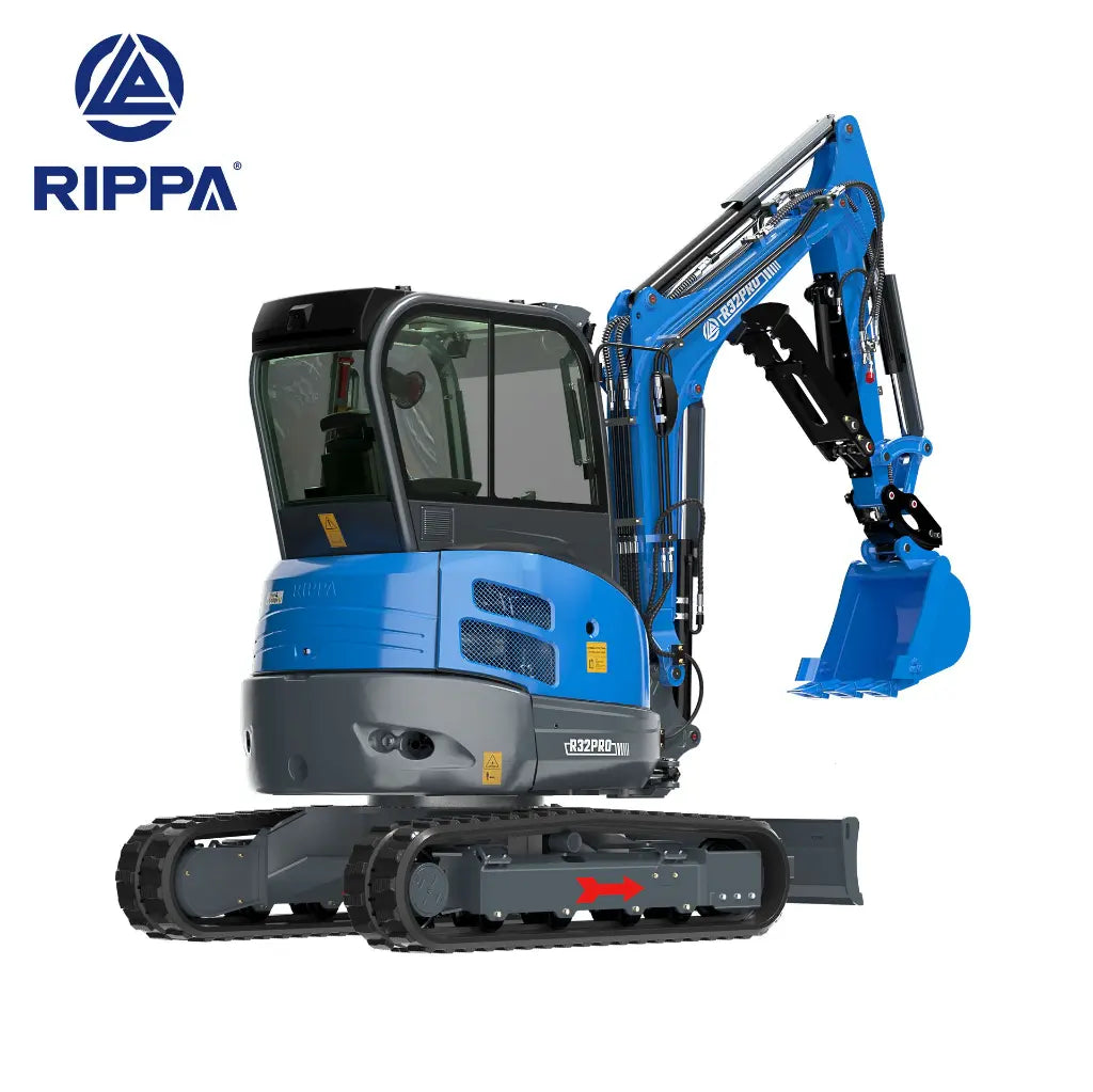 JoyT5 Rippa R32 mini excavator for sale Canada compact three ton Kubota engine excavator rear left angle view powerful digging machine designed for landscaping trenching and construction equipment work across Canada