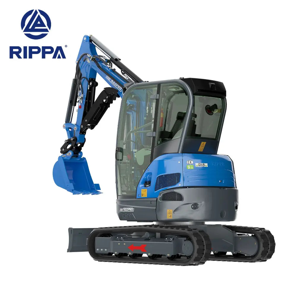 JoyT5 Rippa R32 mini excavator for sale Canada compact three ton Kubota engine excavator rear three quarter view powerful digging machine for landscaping trenching and construction equipment projects in Canada