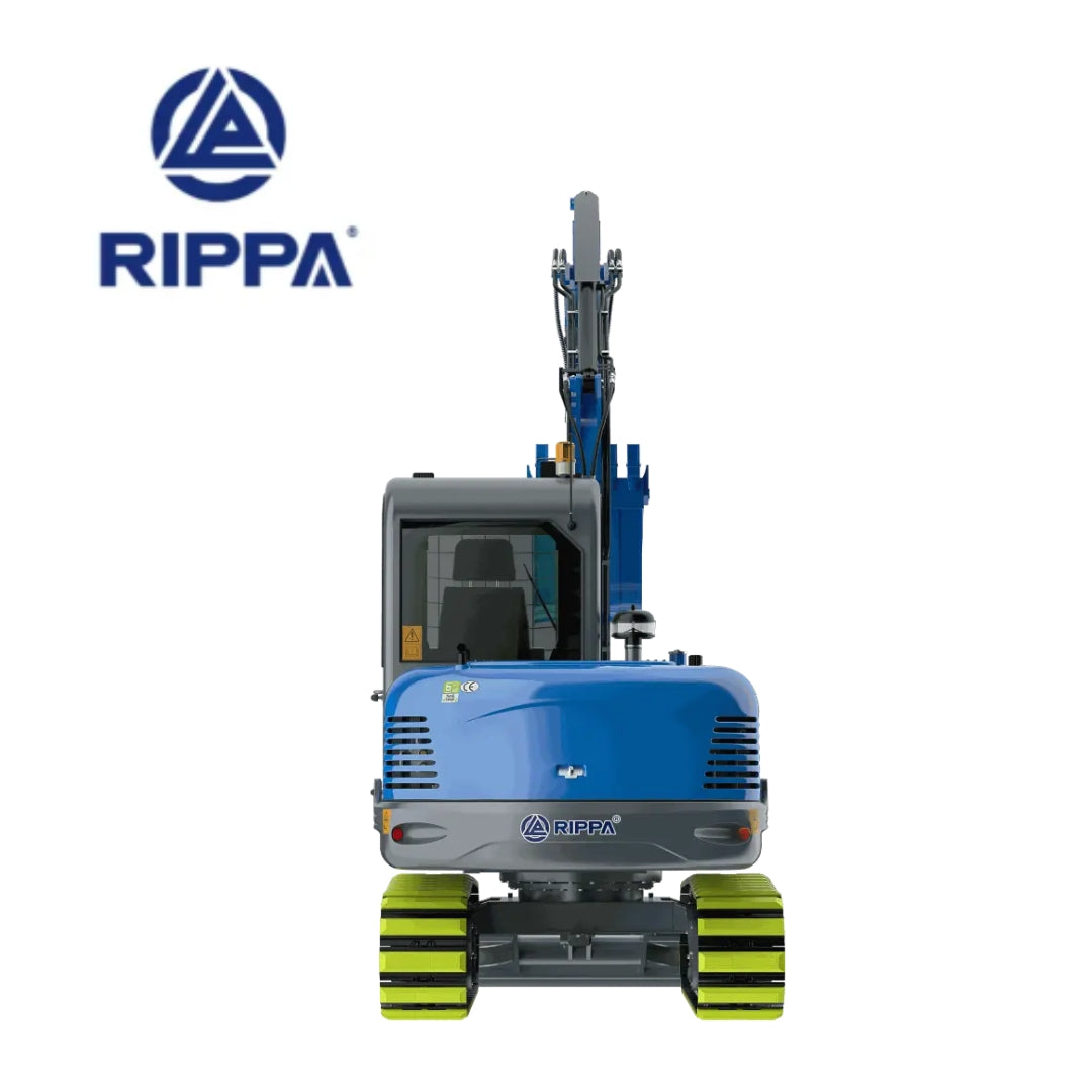 JoyT5 Rippa R57 mini excavator for sale Canada rear view back side 5 point 7 ton Yanmar engine compact excavator with durable track system and strong body design for construction and excavation work in Canada and USA