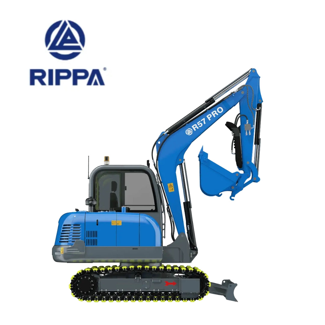 JoyT5 Rippa R57 mini excavator for sale Canada side profile 5 point 7 ton Yanmar engine compact excavator with hydraulic arm and bucket ideal for construction trenching and landscaping projects across Canada and USA