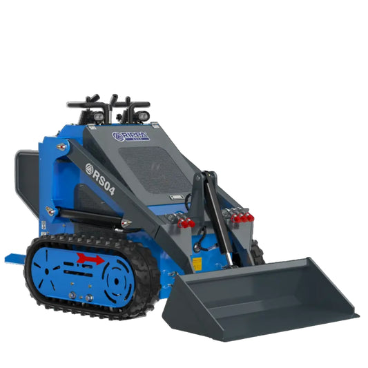 JoyT5 Rippa RS04 compact skid steer loader with front bucket designed for landscaping construction and land clearing work in Canada and USA