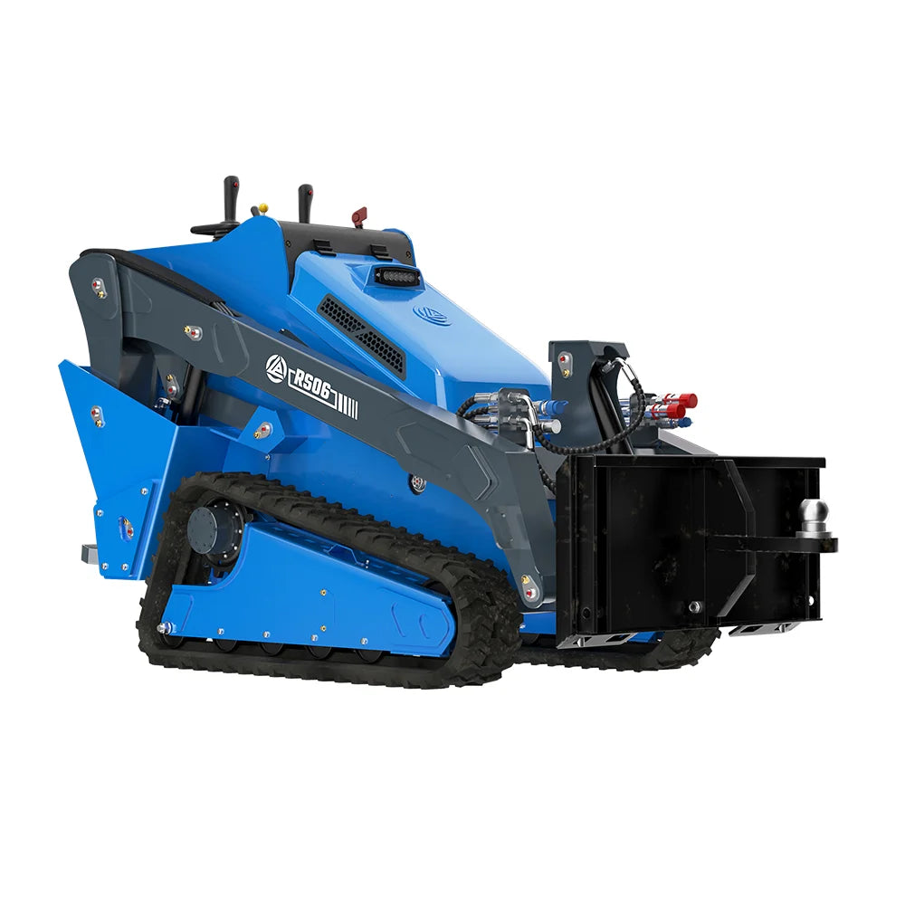 JoyT5 Rippa RS06 compact track skid steer loader shown from side angle for construction and winter work in Canada