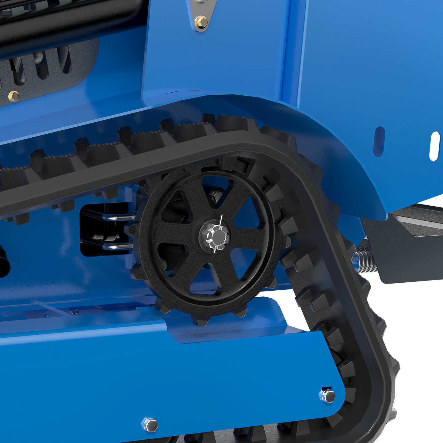 JoyT5 Rippa RS06 compact track skid steer undercarriage showing heavy duty track system for snow removal and rough terrain work in Canada