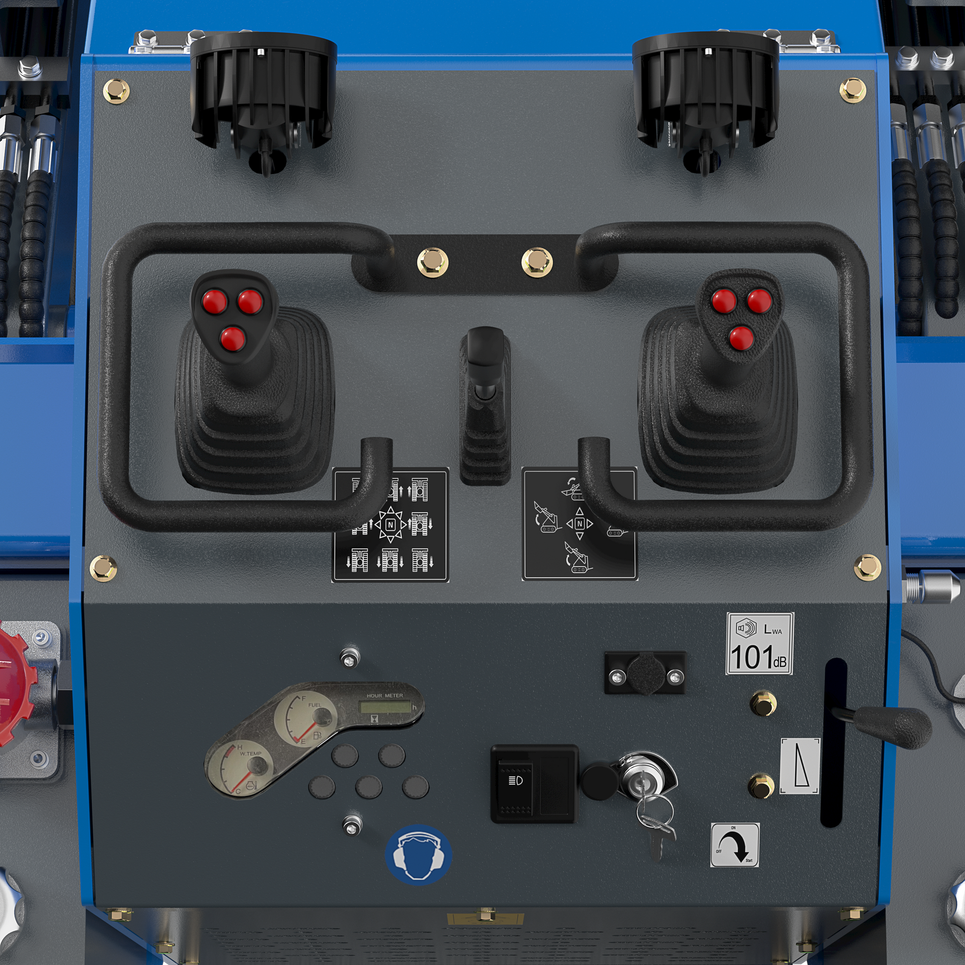 JoyT5 Rippa RS06 track skid steer operator control panel with dual joystick system for construction and snow removal in Canada