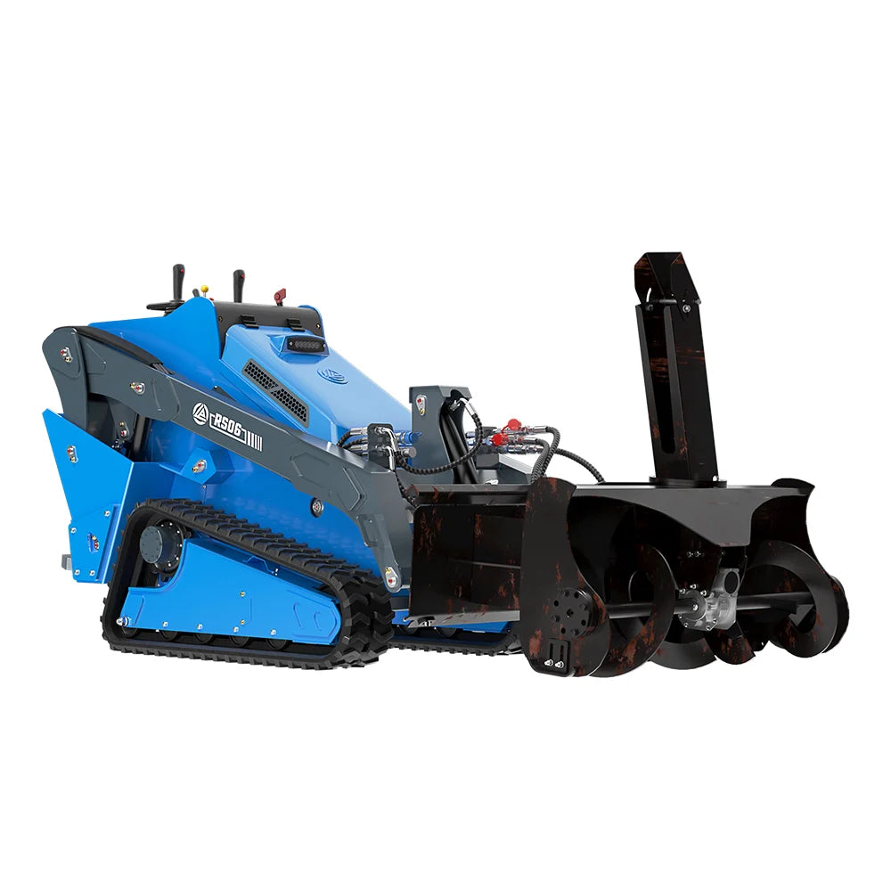 JoyT5 Rippa RS06 compact track skid steer with snow blower attachment designed for winter snow removal work in Canada
