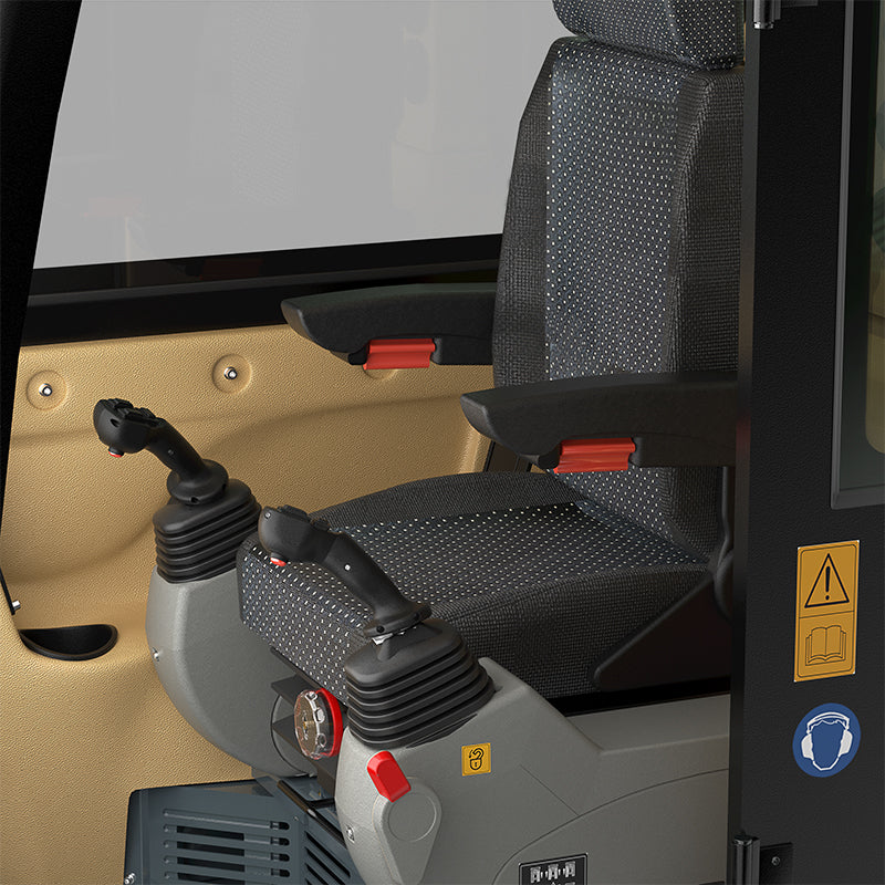 JoyT5 Rippa RS20 skid steer loader operator seat with ergonomic control joystick designed for high capacity material handling and construction work in Canada