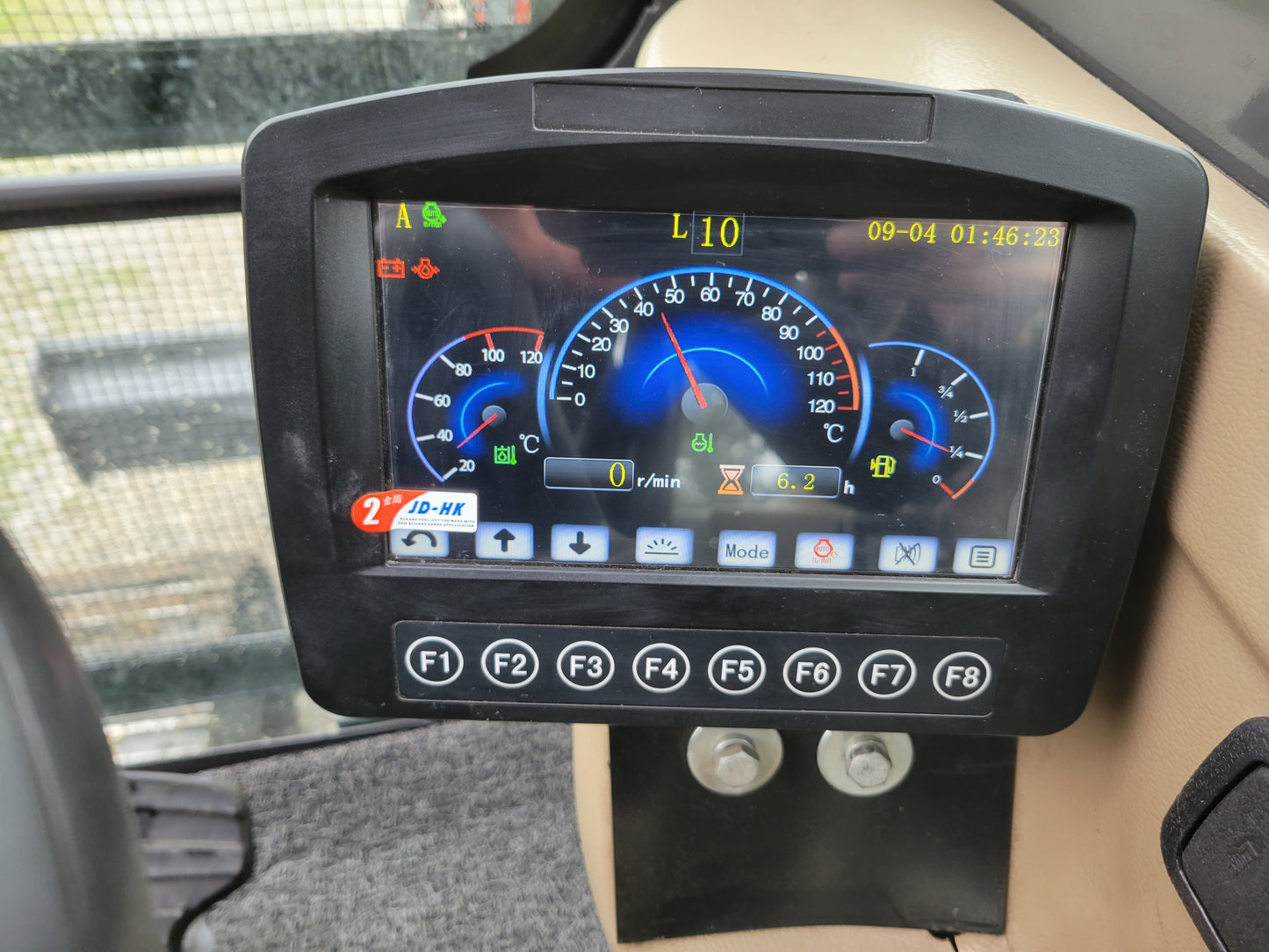 JT5600 6 ton mini excavator for sale in Canada powered by Yanmar engine digital dashboard display showing RPM and controls modern compact excavator technology for construction work