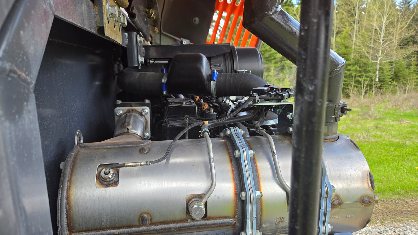 Close up of Yanmar engine and exhaust system inside JT5600 JoyT5 6 ton mini excavator for reliable performance