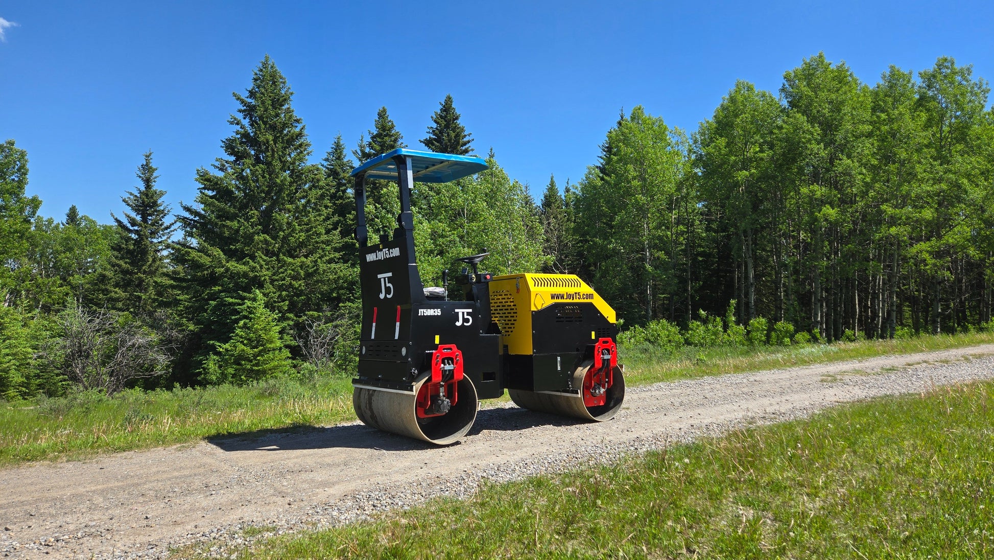 JoyT5 JT5DR35 vibrating drum roller machine – heavy duty mini road roller for asphalt and soil compaction in Canada and USA