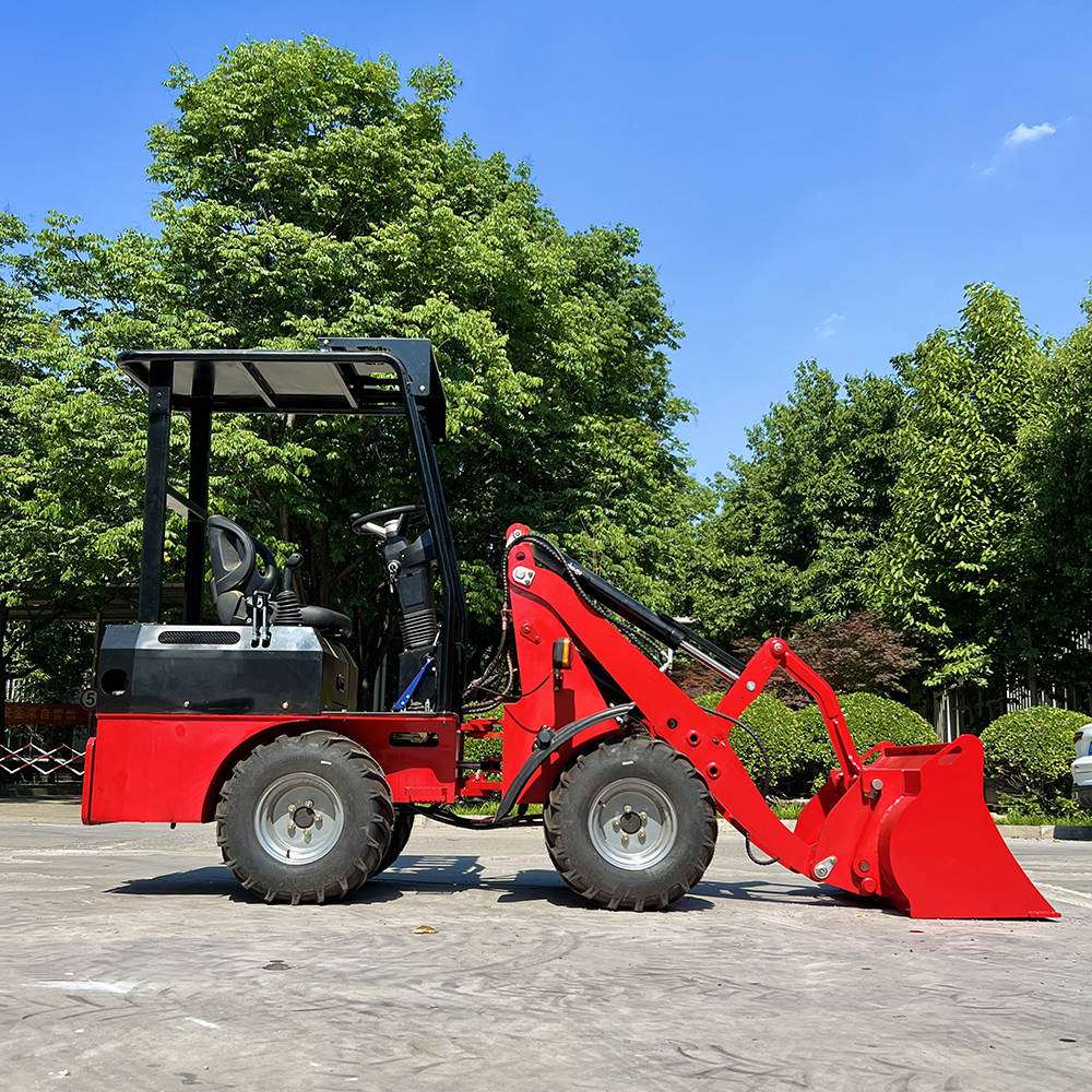 JT5WL600 compact wheel loader 600kg 1320 lbs side view, efficient small wheel loader for construction, landscaping, and farm use in Canada