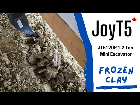 Digging frozen clay very close to a wall with JoyT5 JT5210P 1.2 ton mini excavator