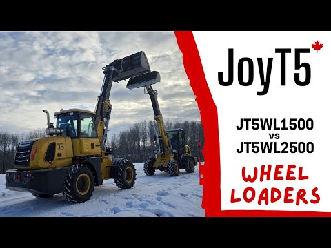 Side by side comparison of JoyT5 JT5WL1500 (Rippa R915) and JT5WL2500 (Rippa R925) wheel loaders