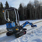 Rippa R10 one ton mini excavator on a snowy job site in Canada showing compact digging power for tight spaces with JoyT5 support
