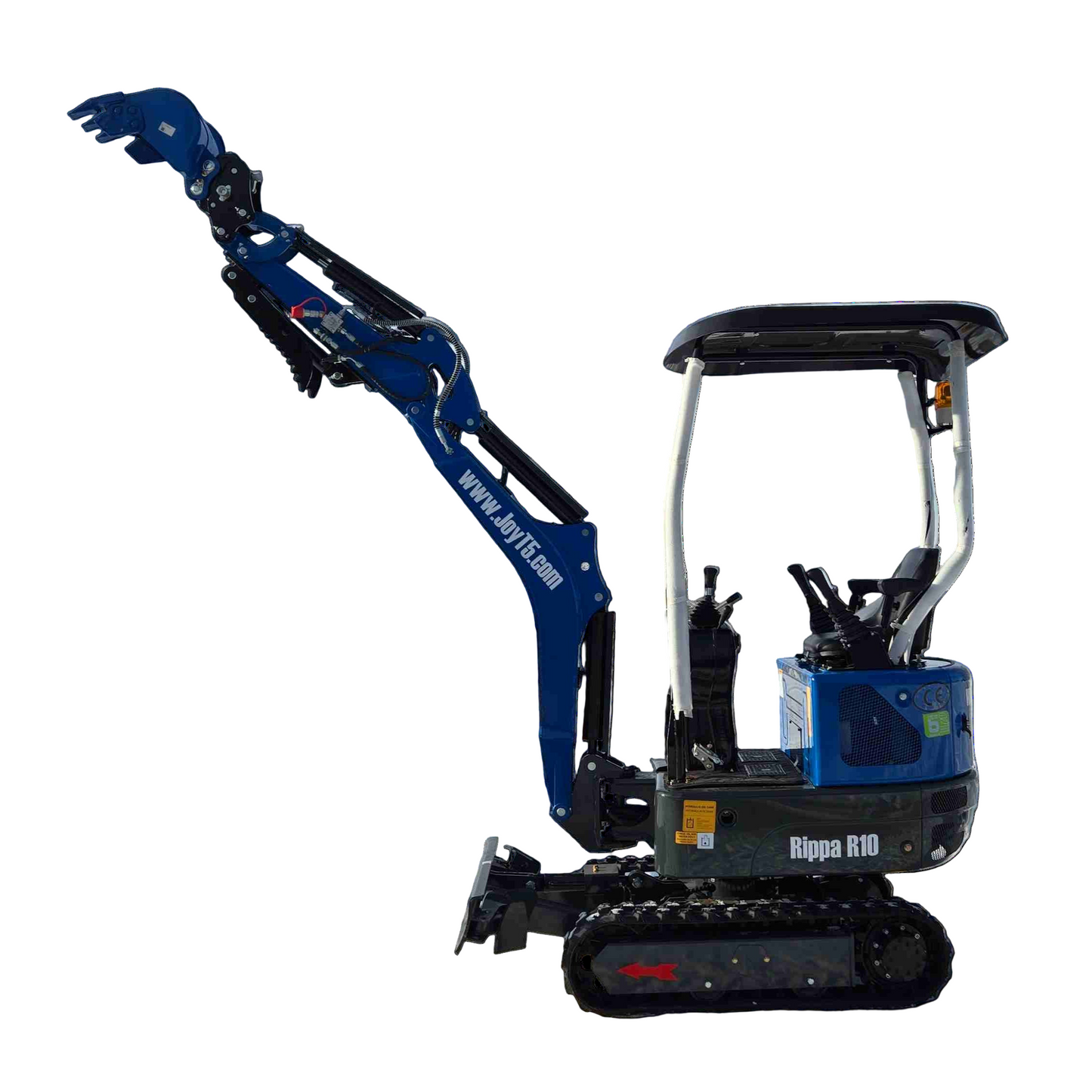 Rippa R10 1 Ton Mini Excavator for Sale in Canada compact small excavator side view on snow ready for landscaping and tight spaces with JoyT5 dealer support
