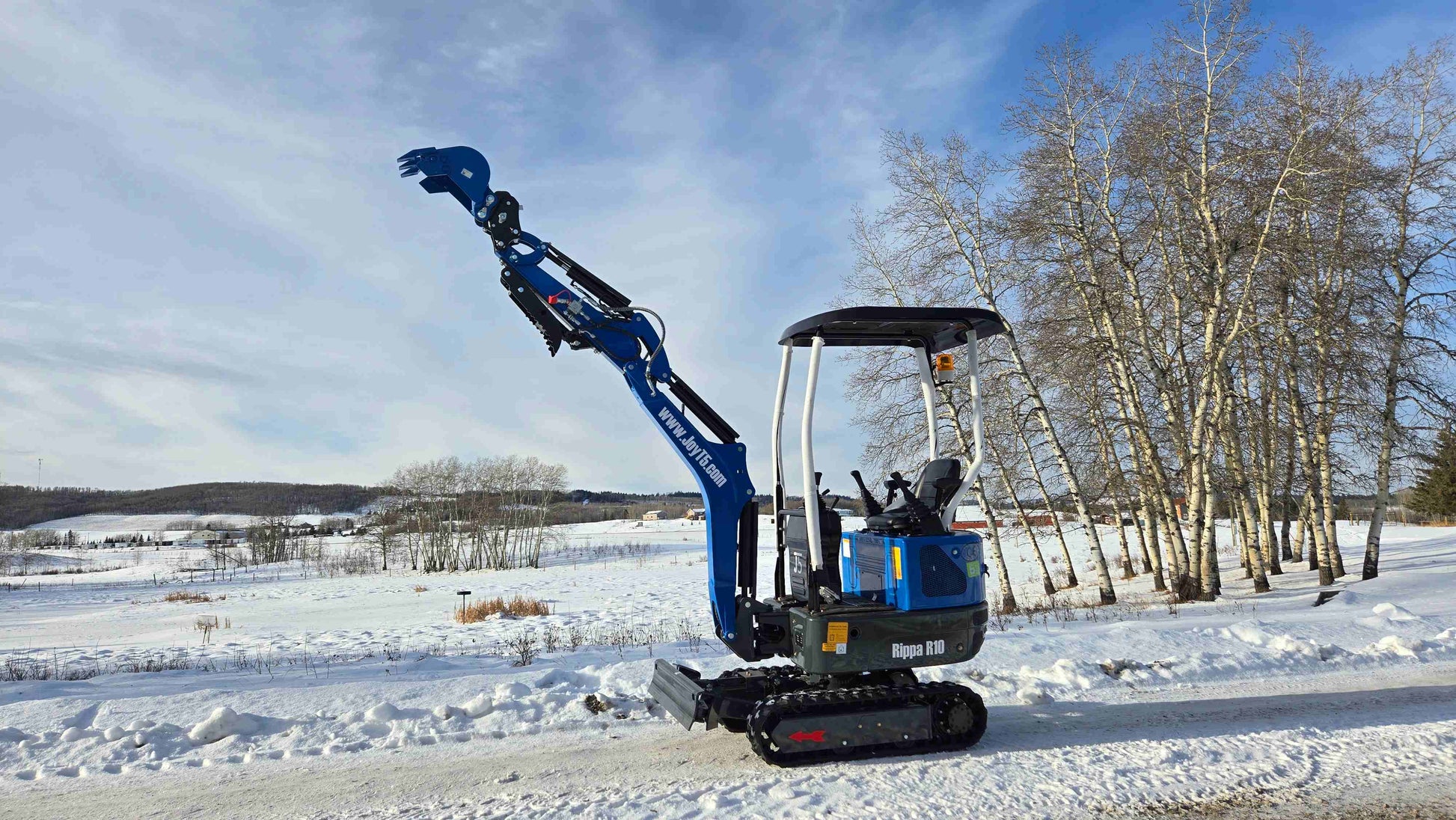 Rippa R10 one ton mini excavator working in Canada with JoyT5 showing compact digging performance for small construction and landscaping
