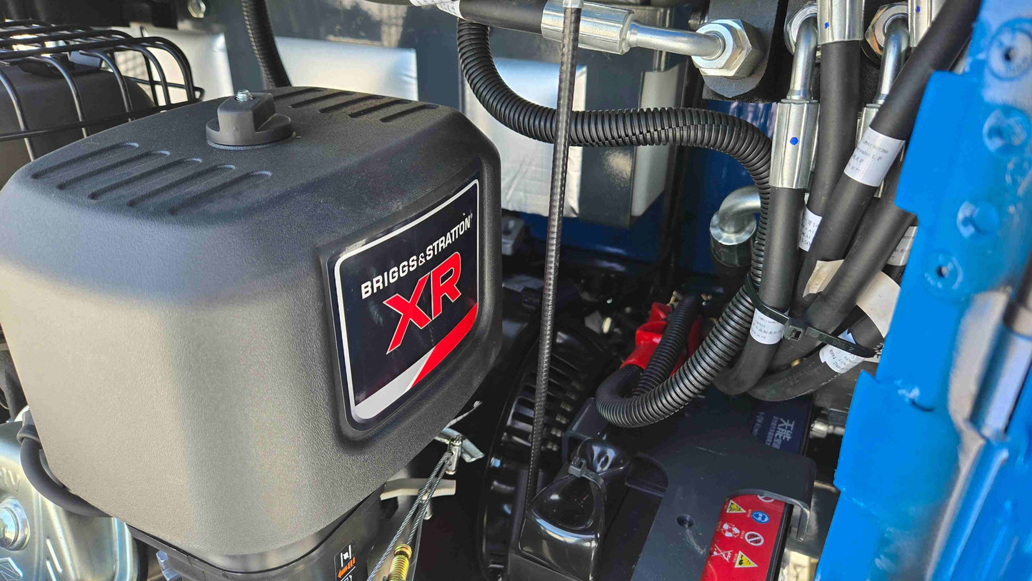 Close view of Rippa R10 Mini Excavator powered by Briggs & Stratton XR engine Compact and durable small digger for construction and tight spaces in Canada | JoyT5.

