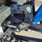 Close up view of Rippa R10 mini excavator hydraulic cylinder and pivot assembly in Canada by JoyT5, showing compact strong construction design.

