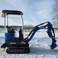 Rippa R10 mini excavator side profile on snowy ground in Canada, compact and powerful digger by JoyT5 for small construction and landscaping projects.