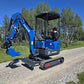 Rippa R15 mini excavator for sale side view with lifted bucket on gravel road
