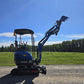 Rippa R15 mini excavator for sale with extended boom arm on gravel road in open field