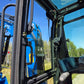 Operator view from inside Rippa R22 mini excavator cabin – 2 ton compact excavator for sale in Canada with Yanmar engine, clear visibility and digital monitor control system.