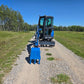 Rippa R22 Mini Excavator for sale front bucket view on gravel road in outdoor field.
